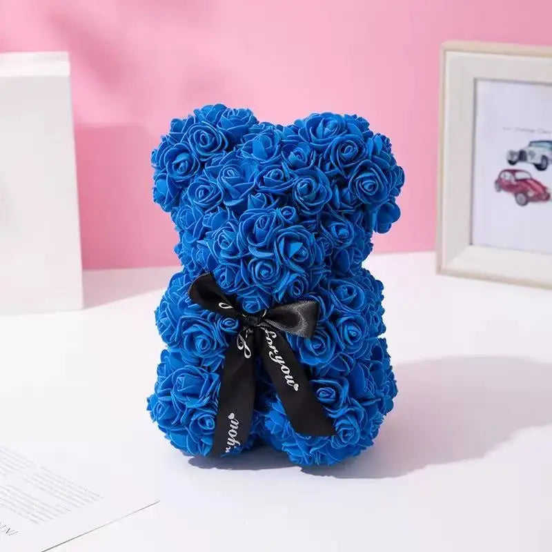 Teddy Rose Flower Bear with Box Romantic Valentines Day Gift