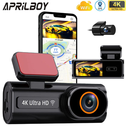Ultra HD 4K Car Front Dash Cam Mini WIFI DVR Black Box Room with 24H Parking Monitor Night Vision,Gps/Rear View Camera Optional
