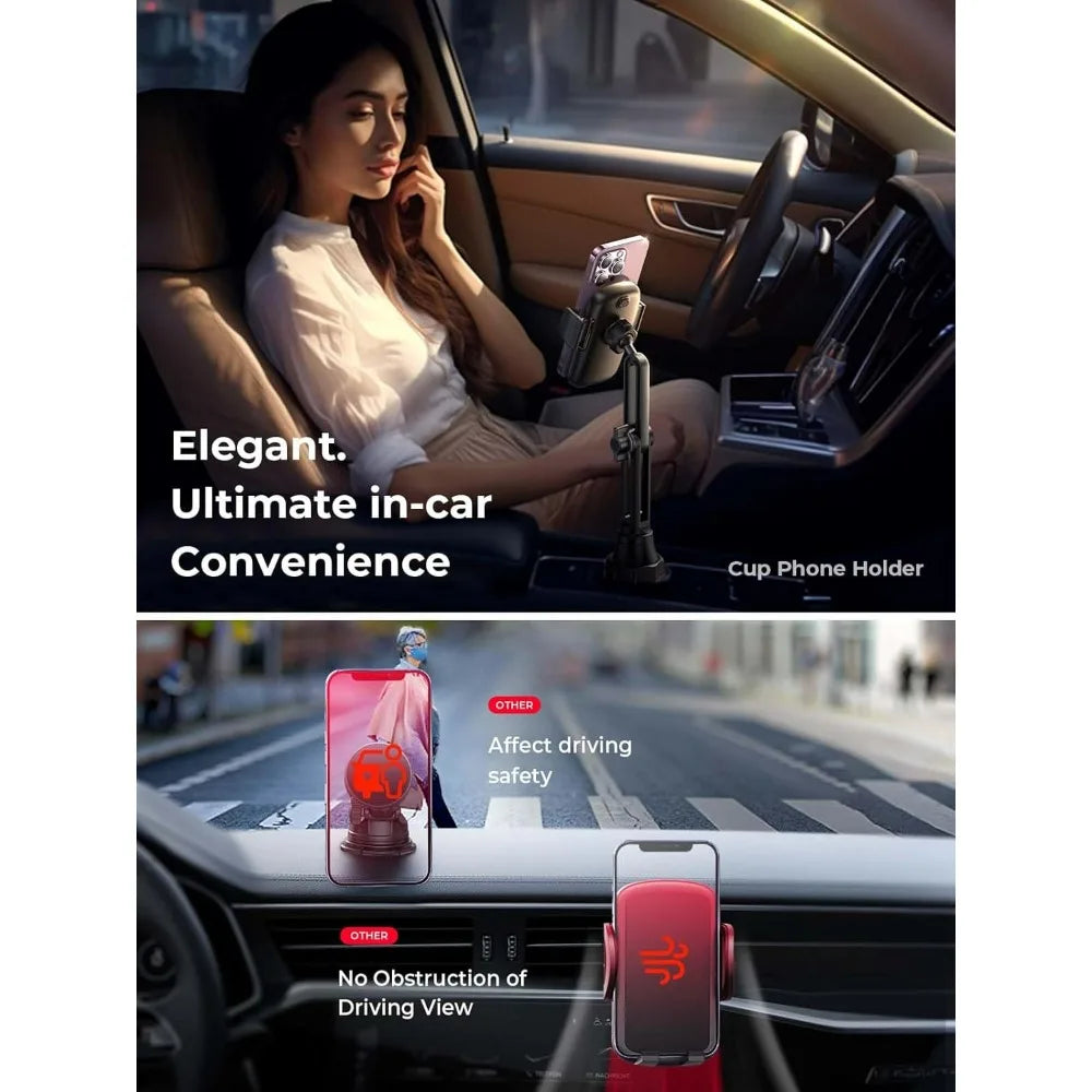 ​​Upgraded Cup Phone Holder​​ – 360° Adjustable Fits All 4-7" Phones in Cars Golf Carts & Cradles Universal Car Mount.Car Holder