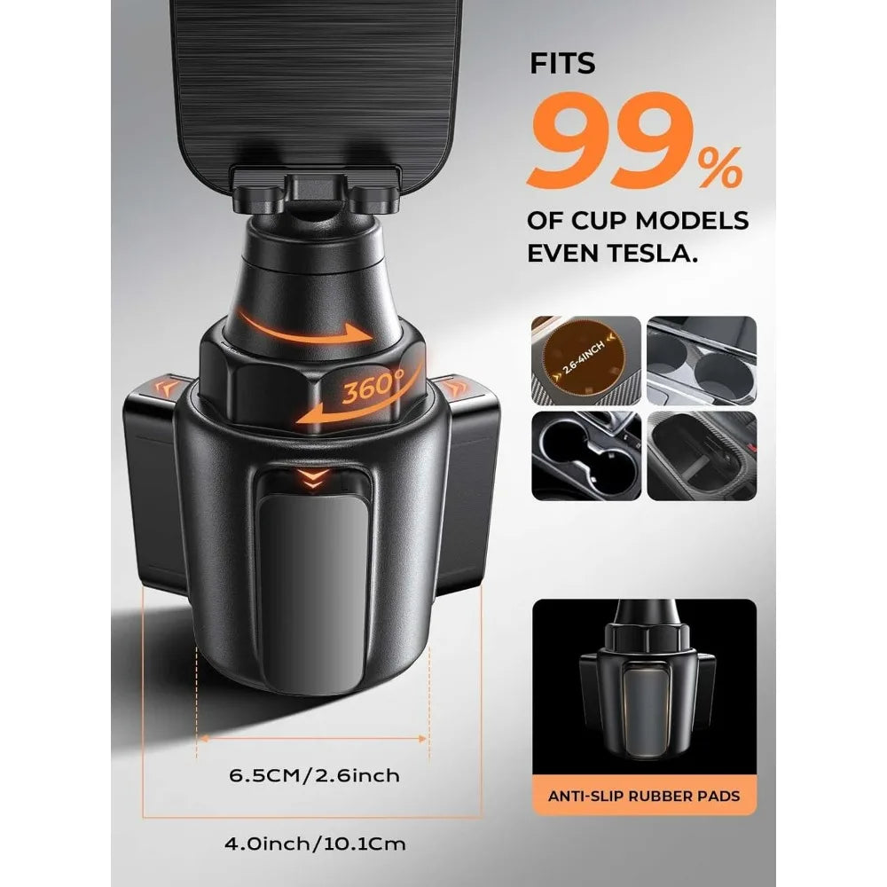 ​​Upgraded Cup Phone Holder​​ – 360° Adjustable Fits All 4-7" Phones in Cars Golf Carts & Cradles Universal Car Mount.Car Holder