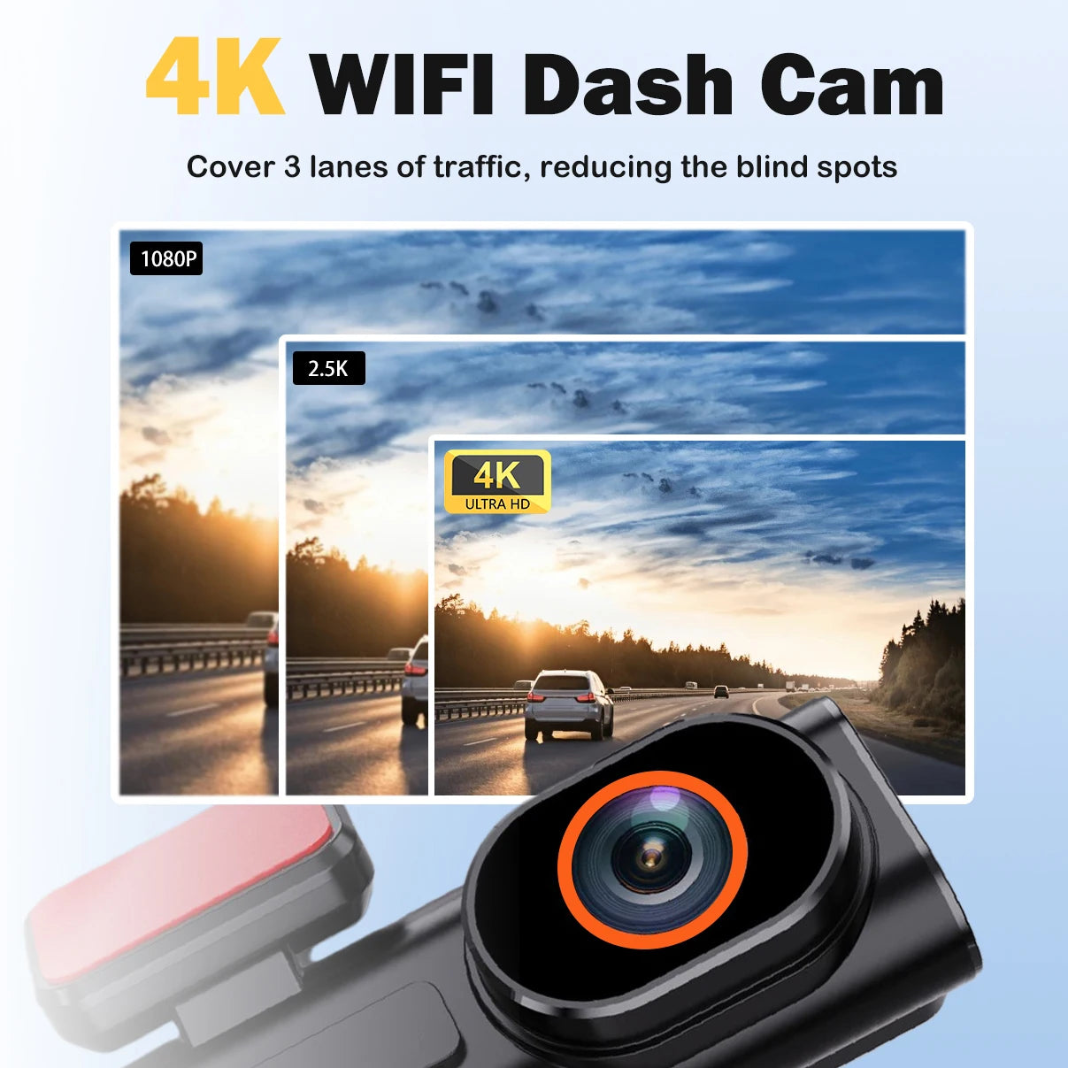 Ultra HD 4K Car Front Dash Cam Mini WIFI DVR Black Box Room with 24H Parking Monitor Night Vision,Gps/Rear View Camera Optional