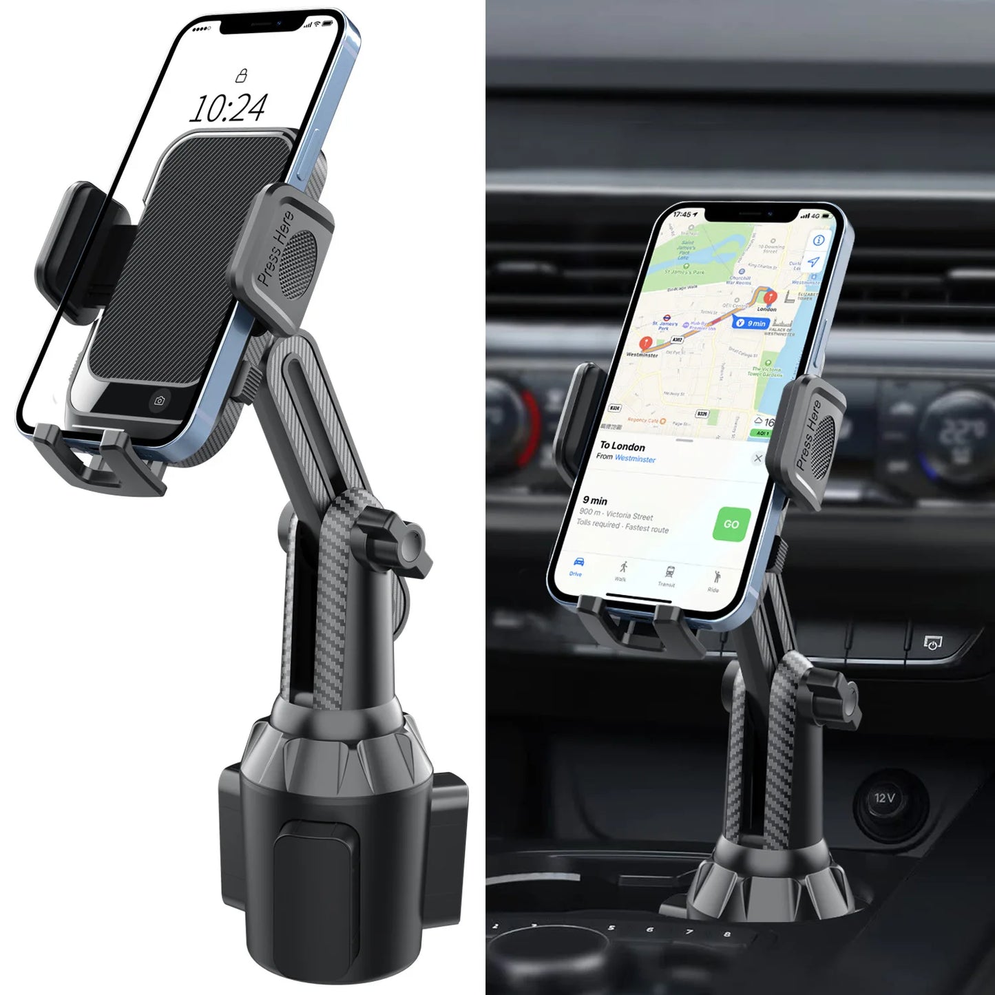 ​​Upgraded Cup Phone Holder​​ – 360° Adjustable Fits All 4-7" Phones in Cars Golf Carts & Cradles Universal Car Mount.Car Holder