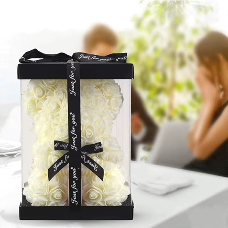 Eternal Rose Teddy Bear – Handcrafted Flower Gift